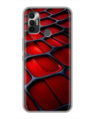 Чехол для TECNO Spark 7P с картинкой «Красная глянцевая сетка»