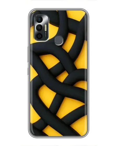 Чехол для TECNO Spark 7P с картинкой «Черное желтое переплетение»