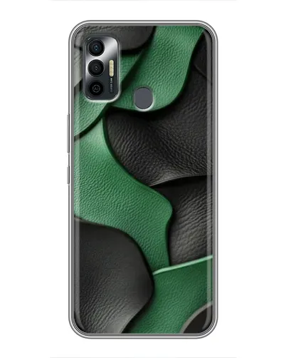 Чехол для TECNO Spark 7P с картинкой «Зеленые кожаные волны»