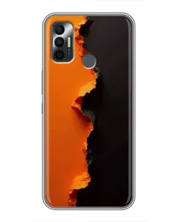 Чехол для TECNO Spark 7P с картинкой «Оранжевый разлом»