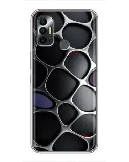 Чехол для TECNO Spark 7P с картинкой «Объемная темная решетка»