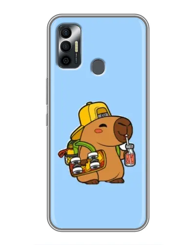 Чехол для TECNO Spark 7P с картинкой «Капибара на скейте»