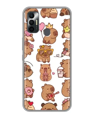 Чехол для TECNO Spark 7P с картинкой «Стикерпак с капибарами»