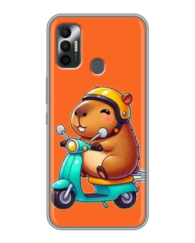 Чехол для TECNO Spark 7P с картинкой «Капибара на скутере»