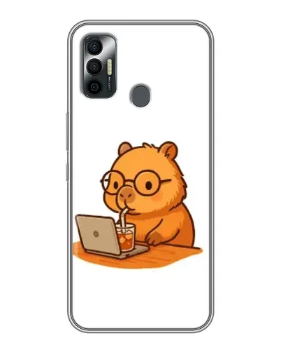 Чехол для TECNO Spark 7P с картинкой «Капибара с ноутбуком»