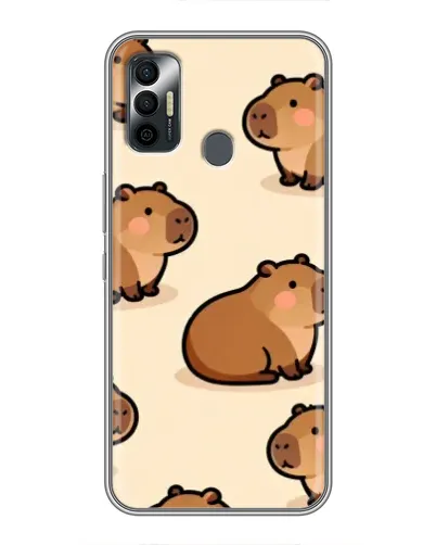 Чехол для TECNO Spark 7P с картинкой «Паттерн милых капибар»