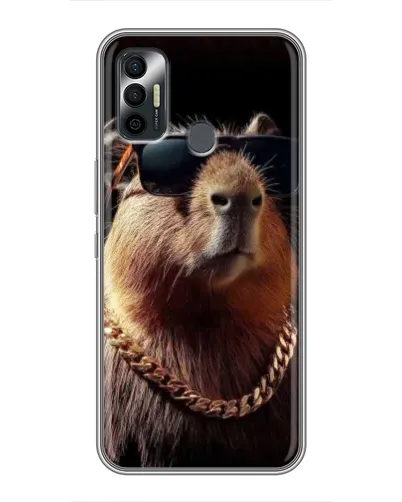 Чехол для TECNO Spark 7P с картинкой «Капибара золотая цепь»