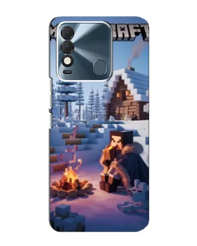 Чехол для TECNO Spark 8 с картинкой «Зимний Minecraft»