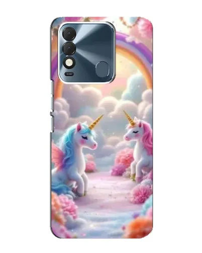 Чехол для TECNO Spark 8 с картинкой «Радуга и единороги»