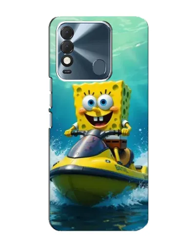 Чехол для TECNO Spark 8 с картинкой «Спанч Боб на гидроцикле»