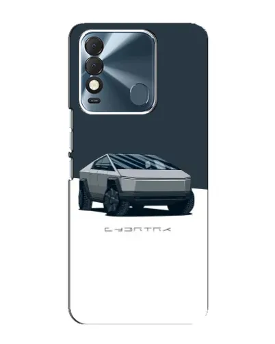 Чехол для TECNO Spark 8 с картинкой «Серебристый Cybertruck Tesla»