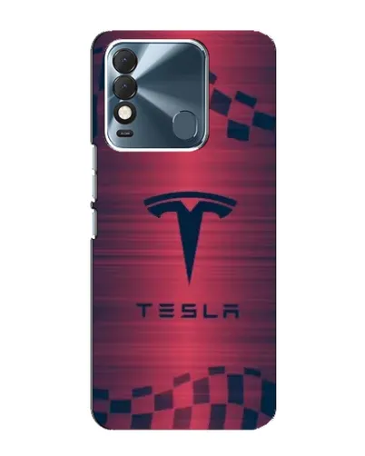 Чехол для TECNO Spark 8 с картинкой «Тесла красный карбон»