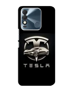 Чехол для TECNO Spark 8 с картинкой «Tesla — серебристое авто»