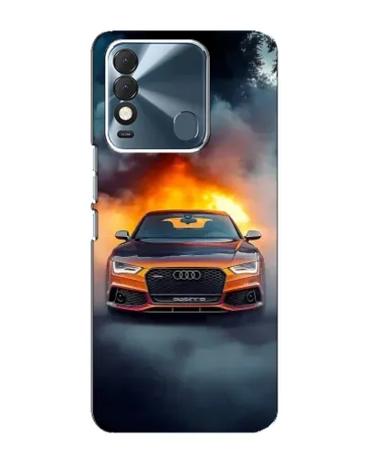 Чехол для TECNO Spark 8 с картинкой «Audi в огненном дыму»