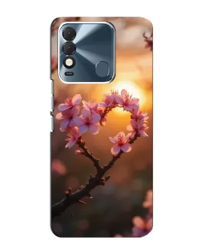 Чохол для TECNO Spark 8 з картинкою «Рожевий цвіт  сердечко на тлі заходу»