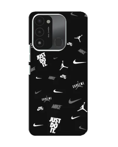 Чехол для TECNO Spark 8C с картинкой «Nike Black Pattern»