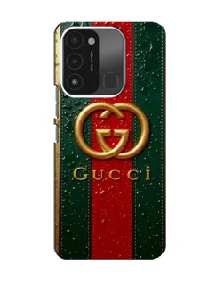 Чехол для TECNO Spark 8C с картинкой «Gucci — фирменная полоса и золото»