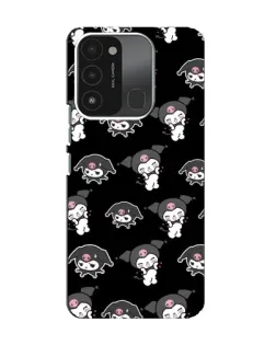 Чехол для TECNO Spark 8C с картинкой «Черный паттерн Kuromi»