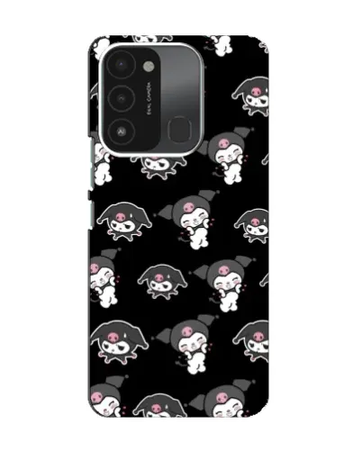 Чехол для TECNO Spark 8C с картинкой «Черный паттерн Kuromi»
