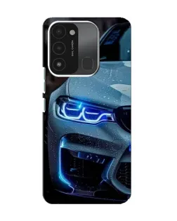 Чехол для TECNO Spark 8C с картинкой «Взгляд BMW с синими фарами»