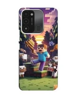 Чехол для TECNO Spark 8C с картинкой «Стив на ферме»