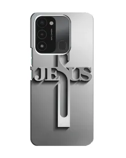 Чехол для TECNO Spark 8C с картинкой «Металлический крест Jesus»