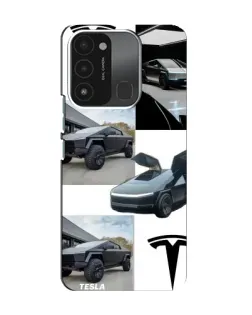 Чехол для TECNO Spark 8C с картинкой «Коллаж Cybertruck Tesla»