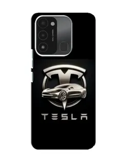 Чехол для TECNO Spark 8C с картинкой «Tesla — серебристое авто»