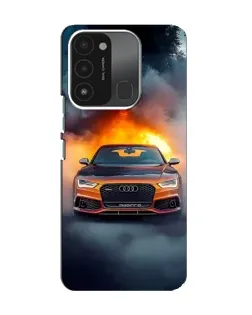 Чехол для TECNO Spark 8C с картинкой «Audi в огненном дыму»