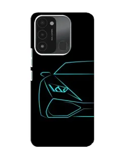 Чехол для TECNO Spark 8C с картинкой «Голубой силуэт Lamborghini»