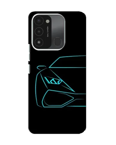 Чехол для TECNO Spark 8C с картинкой «Голубой силуэт Lamborghini»
