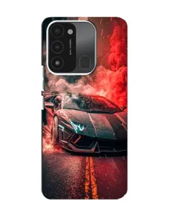 Чехол для TECNO Spark 8C с картинкой «Lamborghini красный дым»