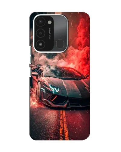 Чехол для TECNO Spark 8C с картинкой «Lamborghini красный дым»
