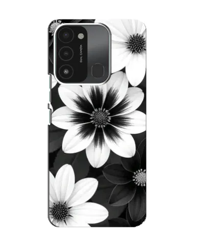 Чехол для TECNO Spark 8C с картинкой «Монохромные астры»
