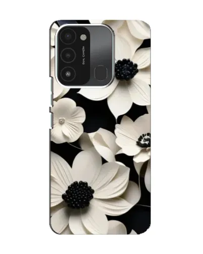 Чехол для TECNO Spark 8C с картинкой «Объемные белые цветы»