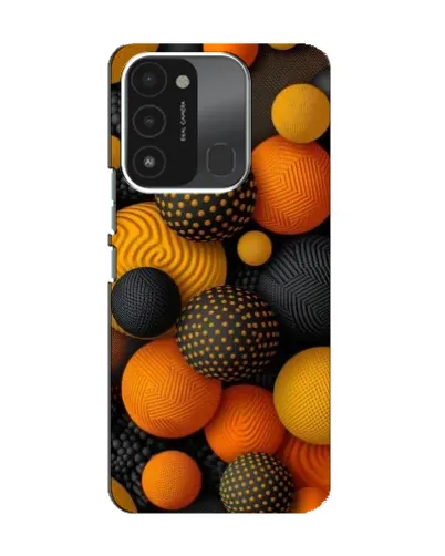 Чехол для TECNO Spark 8C с картинкой «Объемные оранжевые сферы»