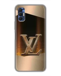 Чехол для TECNO Spark 8P с картинкой «LV — золотое сияние»