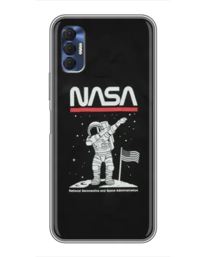 Чехол для TECNO Spark 8P с картинкой «NASA — шагаем по Луне»