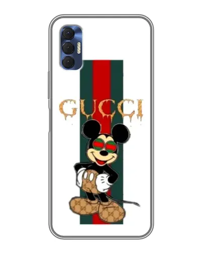 Чехол для TECNO Spark 8P с картинкой «Микки Маус Gucci — полосы»