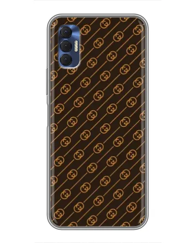 Чехол для TECNO Spark 8P с картинкой «Gucci — золотые диагонали»