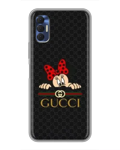 Чехол для TECNO Spark 8P с картинкой «Минни Маус Gucci — черный»
