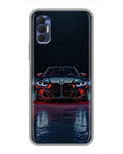 Чехол для TECNO Spark 8P с картинкой «BMW на мокрой дороге»