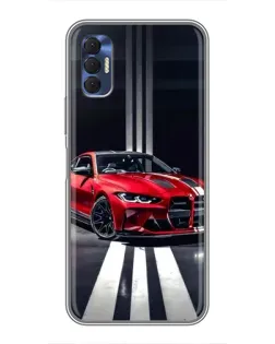Чехол для TECNO Spark 8P с картинкой «Красная BMW на дороге»