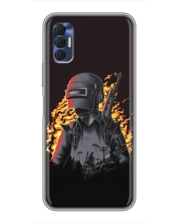 Чехол для TECNO Spark 8P с картинкой «PUBG — огненный силуэт»