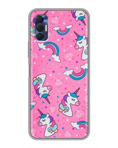 Чехол для TECNO Spark 8P с картинкой «Unicorn паттерн розовый»