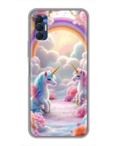 Чехол для TECNO Spark 8P с картинкой «Радуга и единороги»
