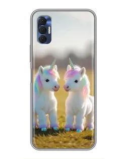 Чехол для TECNO Spark 8P с картинкой «Пара единорогов»