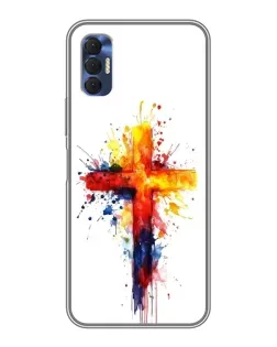 Чехол для TECNO Spark 8P с картинкой «Акварельный крест»