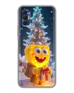 Чехол для TECNO Spark 8P с картинкой «Рождественский Спанч Боб»