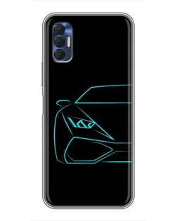 Чехол для TECNO Spark 8P с картинкой «Голубой силуэт Lamborghini»